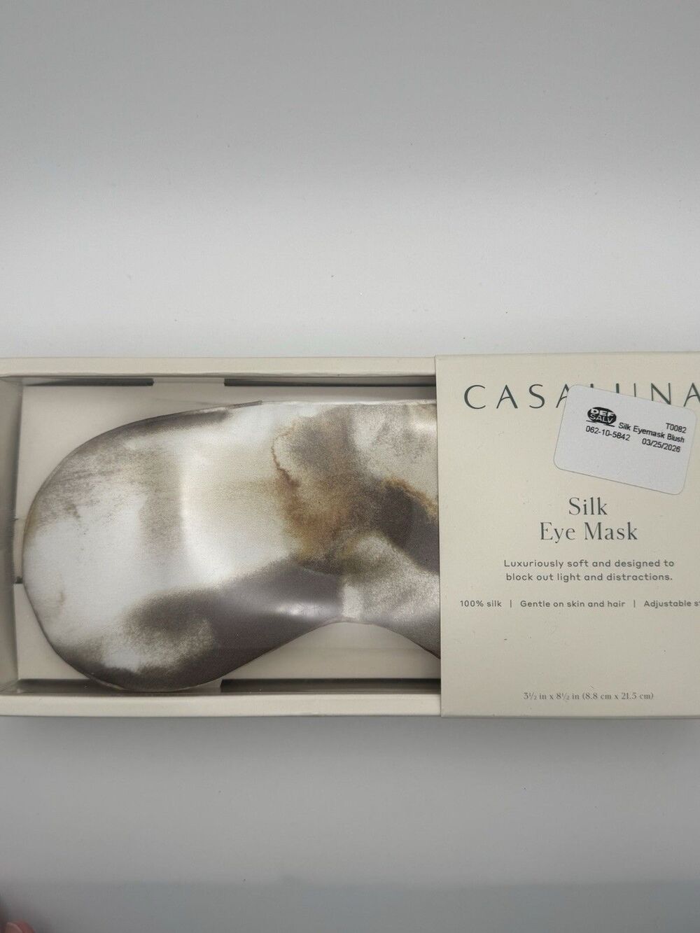 Casaluna 100% Silk Eye Mask Marble Blush NIB